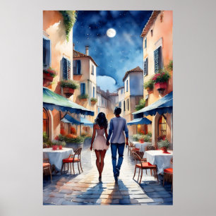 Strolling romantic Couple Poster
