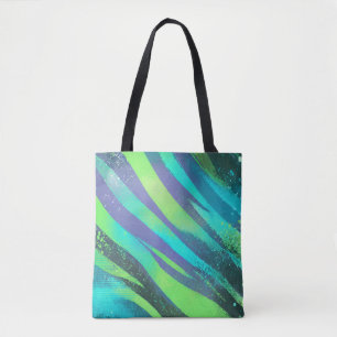 Strömende Farbwogen im Neonlicht Tote Bag