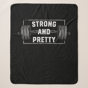 Strong And Pretty Funny Gym Quotes Tank Top Sherpa Blanket