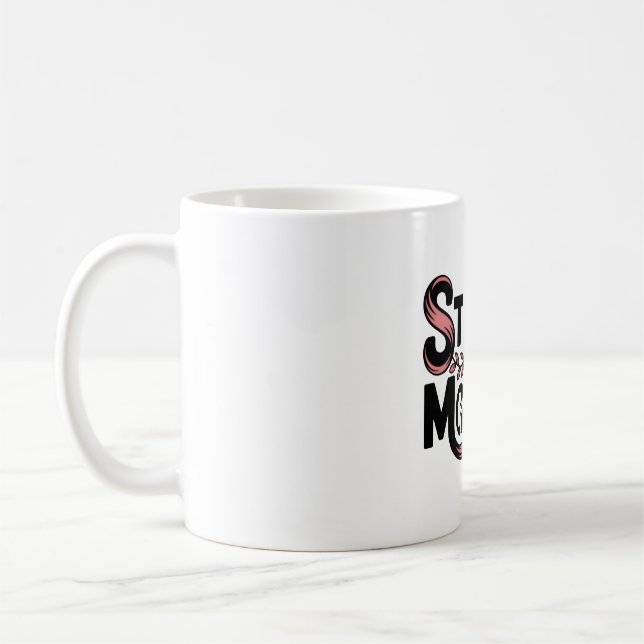 Strong as a Mother Black and Pink Mum Holding Baby Coffee Mug (Left)