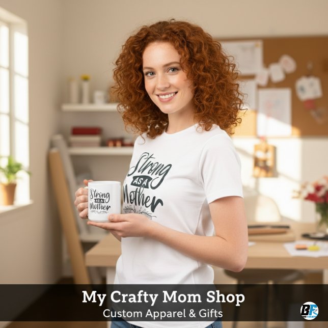Strong as a Mother Black Modern Script T-Shirt (Creator Uploaded)