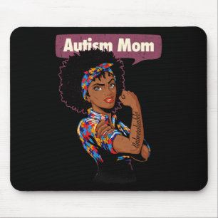 Strong Autism Mum Awareness Afro Mother Black Woma Mouse Pad