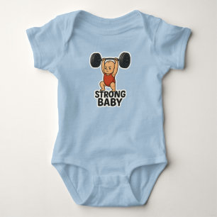 Strong Baby Lifting Weights Sticker Bodysuit