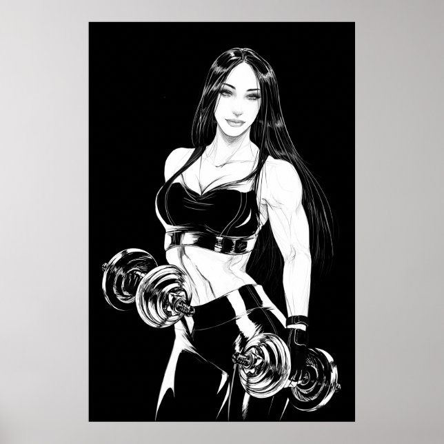 Strong & beautiful gym girl workout fitness Poster (Front)