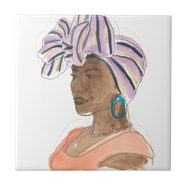 Strong & Beautiful Woman Ceramic Tile (Front)