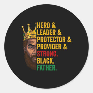 Strong Black Father Hero Leader Afro African Fathe Classic Round Sticker