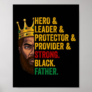 Strong Black Father Hero Leader Afro African Fathe Poster