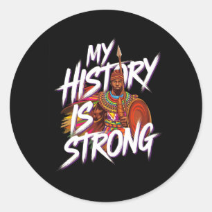 Strong Black History Month Afro American Warrior Classic Round Sticker