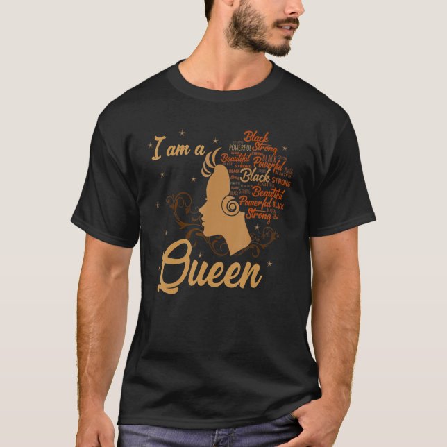Strong Black I'm a Queen African American Afro BLM T-Shirt (Front)