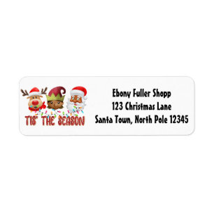 Strong Black Santa Melanin Chrismas Claus Men  Return Address Label