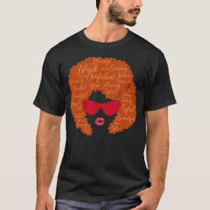 Strong Black Woman Afro Word Art Collage Hair Mela T-Shirt