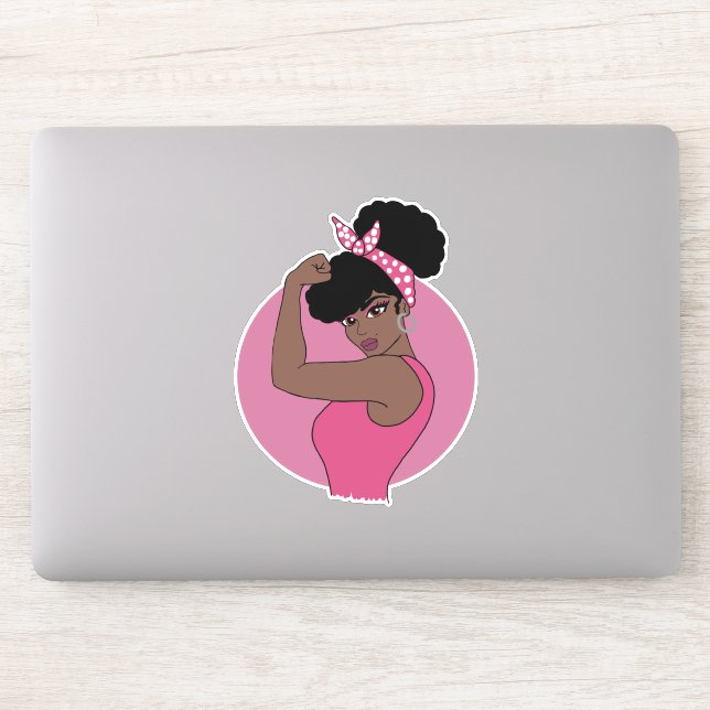 Strong Black Woman Vinyl Sticker (Computer)