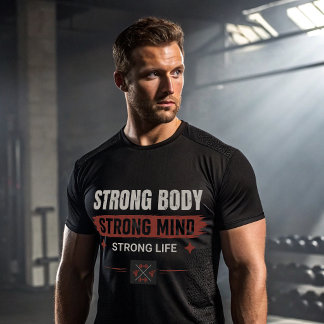Strong Body Strong Mind Gym Motivation T-Shirt |