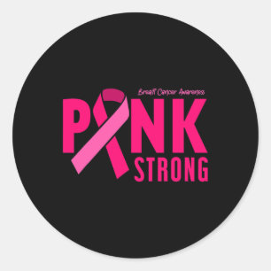 Strong Breast Cancer Awareness Classic Round Sticker