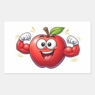 Strong Cartoon Apple Flexing Muscles Sticker