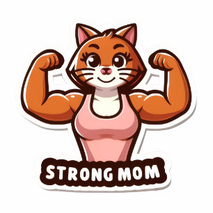 Strong Cat Mum Sticker – Funny Gym Cat Gift