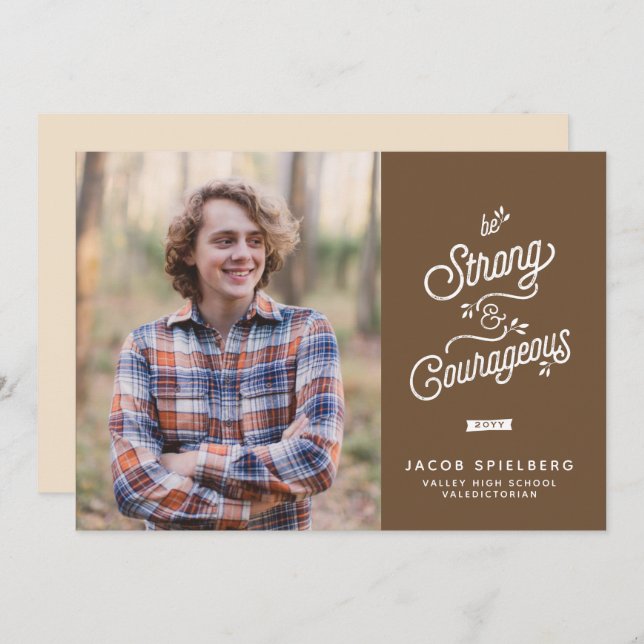 Strong & Courageous Graduation Announcement (Front/Back)