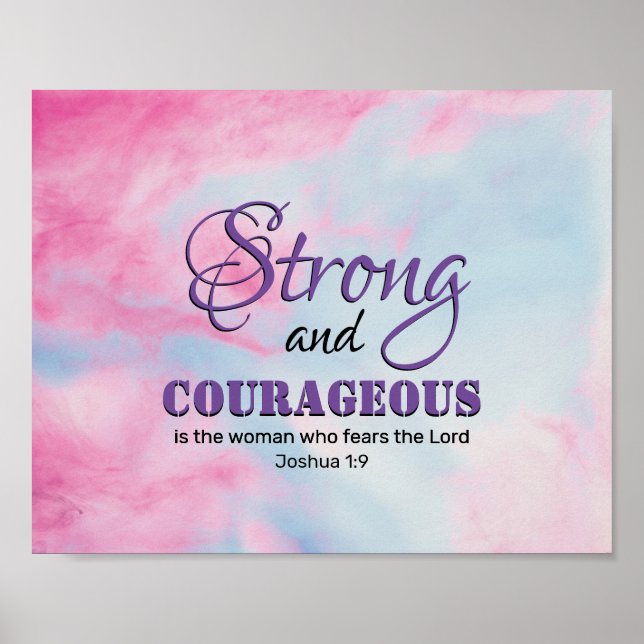 STRONG COURAGEOUS WOMAN Inspirational Christian Poster (Front)