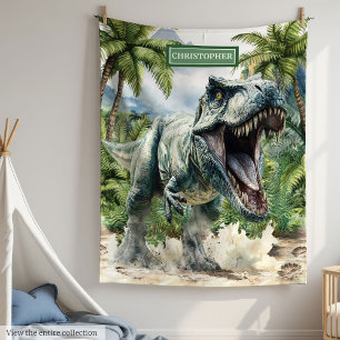 Strong Dinosaur Blanket Custom Name Personalised 