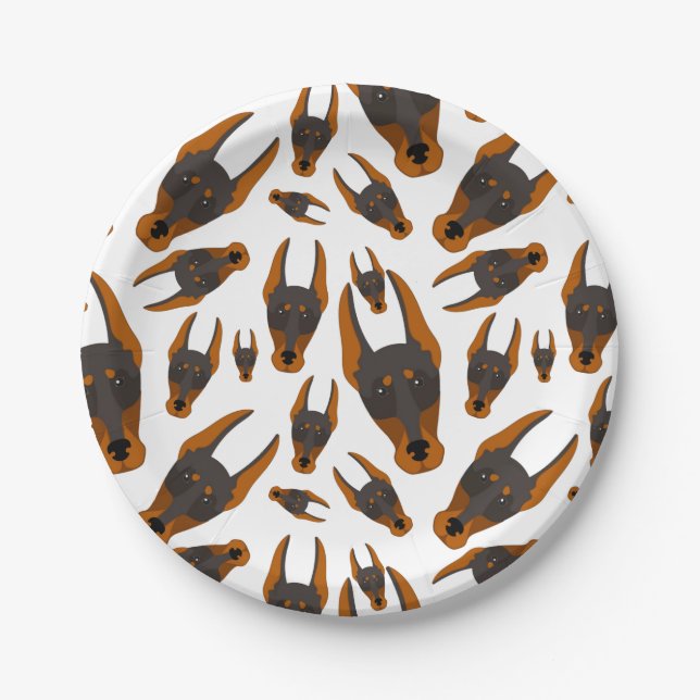 Strong Dobie Dog Doberman Pinscher Custom Puppy Paper Plate (Front)