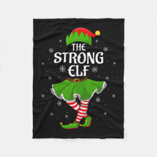 Strong Elf Christmas Family Girls Women Elf Squad  Fleece Blanket