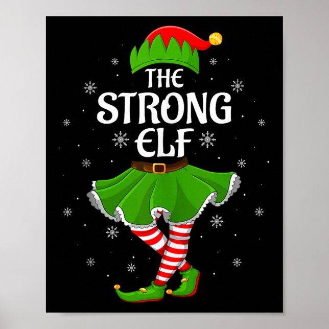 Strong Elf Christmas Family Girls Women Elf Squad  Poster (Front)