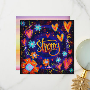Strong Floral Hearts Colourful Inspirational Thank You Card