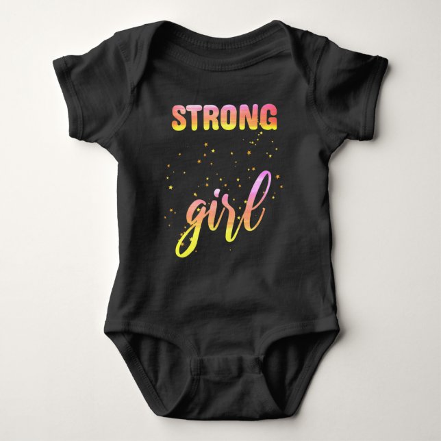 Strong Girl Pastel Star Baby Bodysuit (Front)