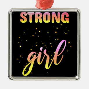 Strong Girl Pastel Star Metal Ornament