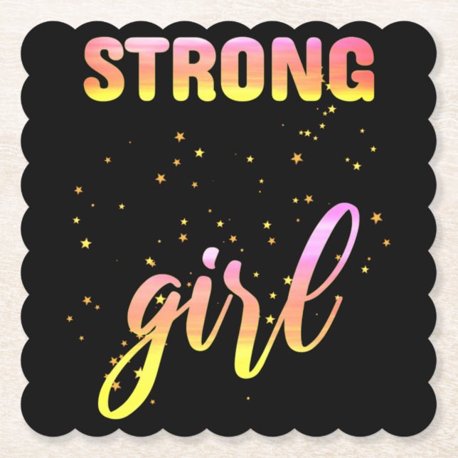 Strong Girl Pastel Star Paper Coaster (Front)