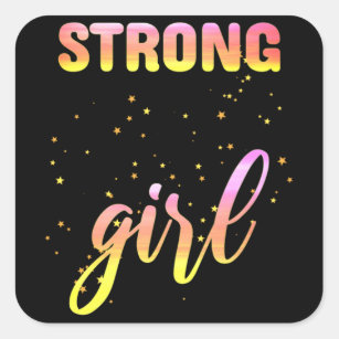 Strong Girl Pastel Star Square Sticker