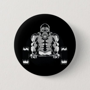 Strong Gorilla Pumps Muscles 6 Cm Round Badge