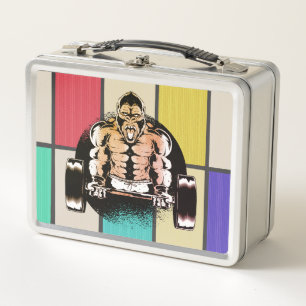 Strong Gorilla pumps muscles by Barbell Metal Lunch Box