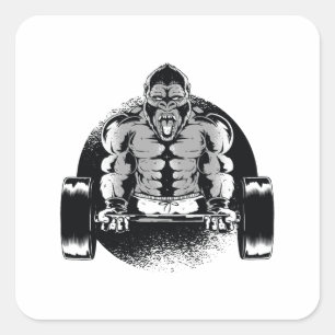 Strong Gorilla Pumps Muscles Square Sticker