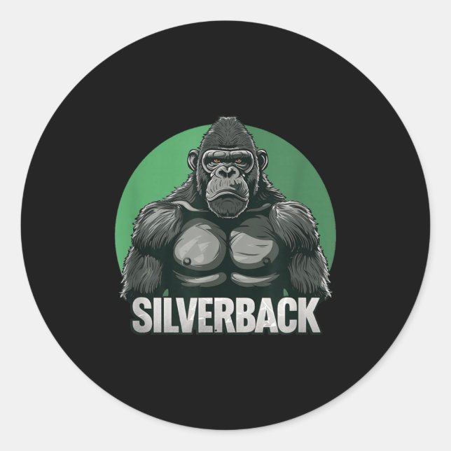 Strong Gorilla Silverback For Monkey Lovers  Classic Round Sticker (Front)
