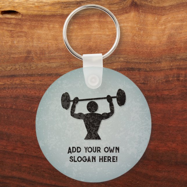 Strong Guy Lifting - your text on weight training Key Ring (Front)