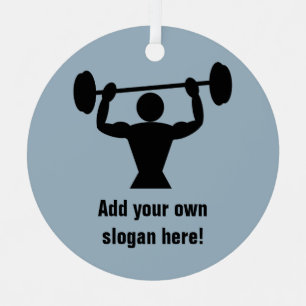 Strong Guy power-lifting weights - add a slogan Metal Tree Decoration