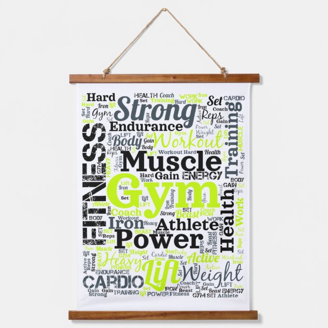 Strong Gym Workout Word Cloud Hanging Tapestry (Front)