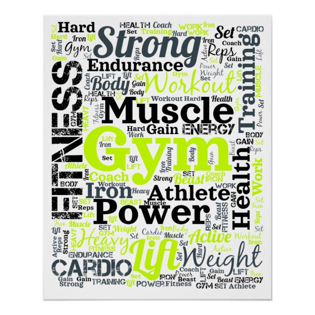 Strong Gym Workout Word Cloud Poster (Front)