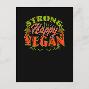 Strong Happy Vegan Vegetarian Based Diet Lifestyle Postcard