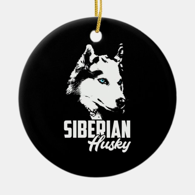 Strong Husky Siberian Ceramic Ornament (Front)