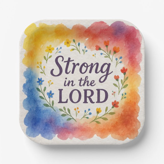 Strong in the Lord Christian Art  Paper Plate (Front)