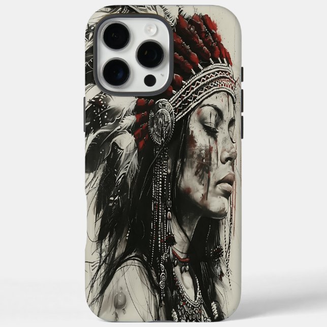 Strong Indian girl warrior in tradition Case-Mate iPhone Case (Back)