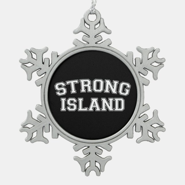 Strong Island, NYC, USA Snowflake Pewter Christmas Ornament (Front)