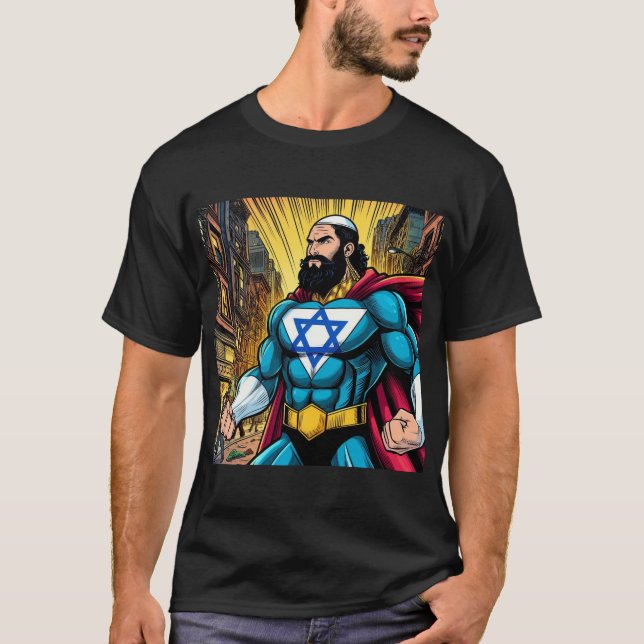 Strong jewish man - Superhero Israel fighter  T-Shirt (Front)