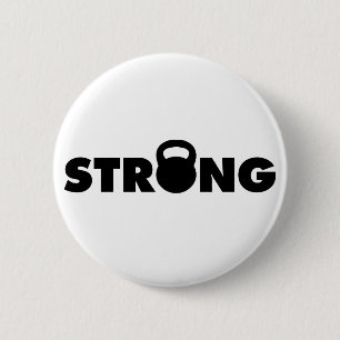 STRONG - Kettlebell Workout Motivational 6 Cm Round Badge