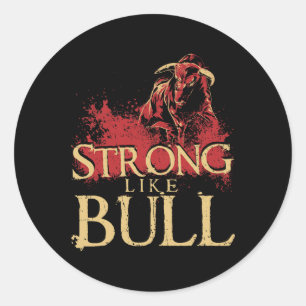 Strong Like A Bull Powerlifting Bodybuilding 1  Classic Round Sticker