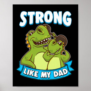 Strong Like My Dad Kawaii Daddy Dinosaur Fathers D Poster