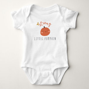 strong little pumpkin childhood cancer baby bodysuit