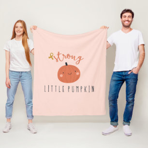 strong little pumpkin childhood cancer fleece blanket